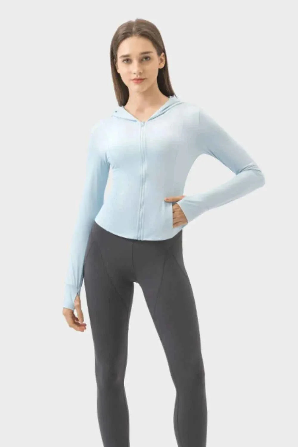 Millennia Pocketed Zip Up Hooded Long Sleeve Active Outerwear