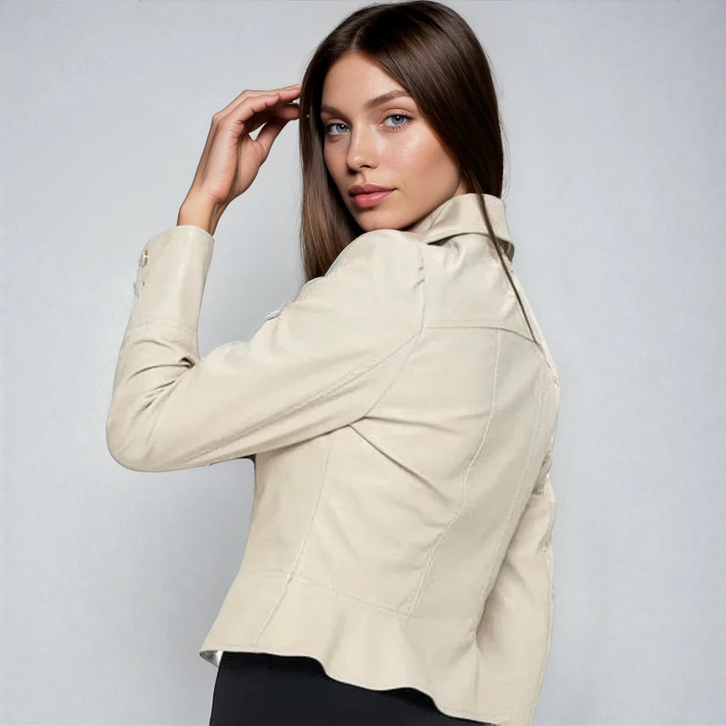 Ready in 5 Vegan Leather Peplum Jacket