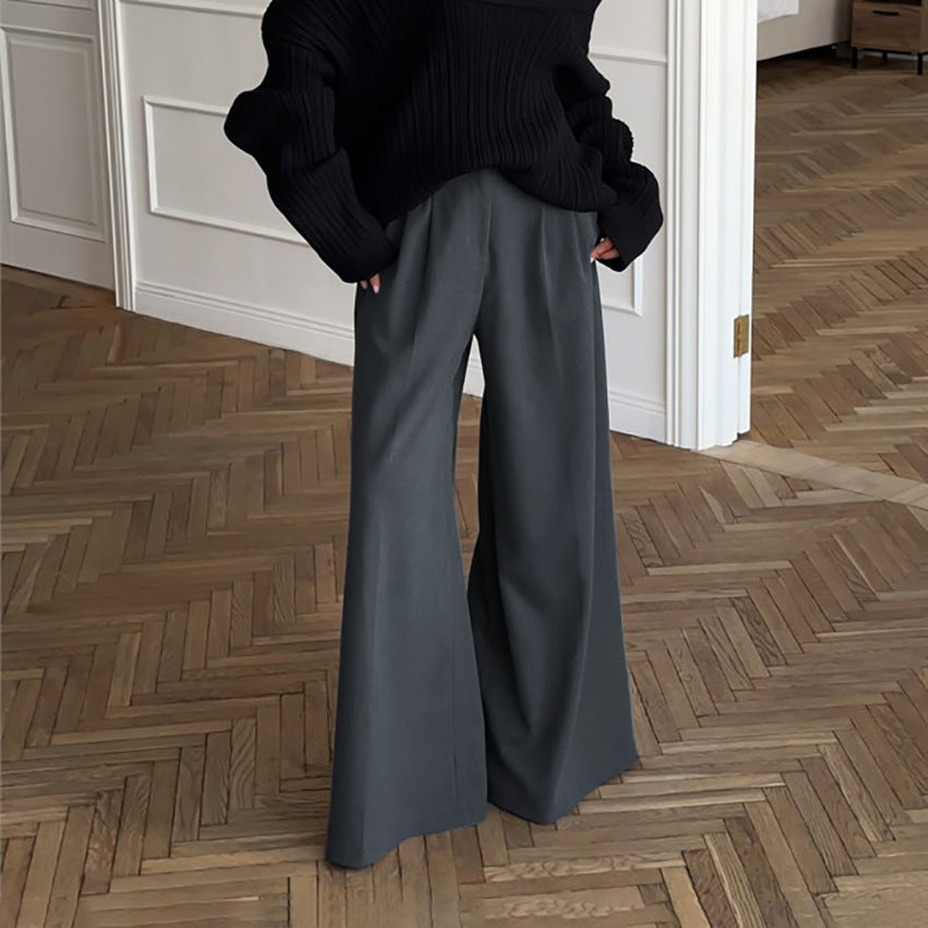 Casual Khaki Fashionable Elegant Wide Leg Pants Autumn Winter All Matching Lazy Office High Waist Work Pant Trousers