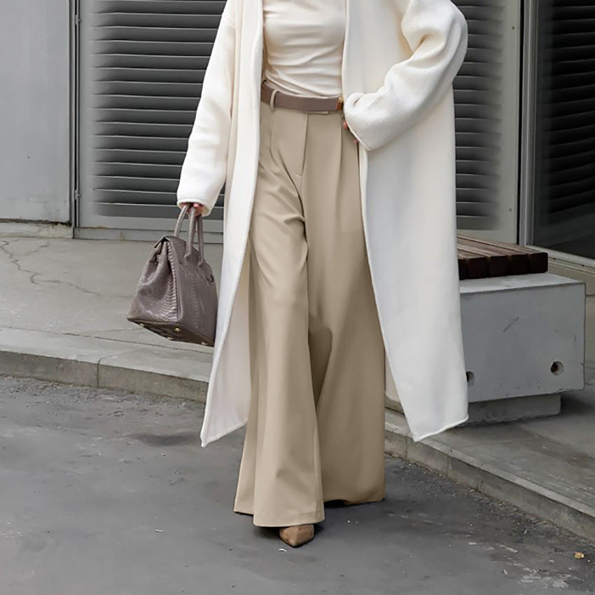 Casual Khaki Fashionable Elegant Wide Leg Pants Autumn Winter All Matching Lazy Office High Waist Work Pant Trousers