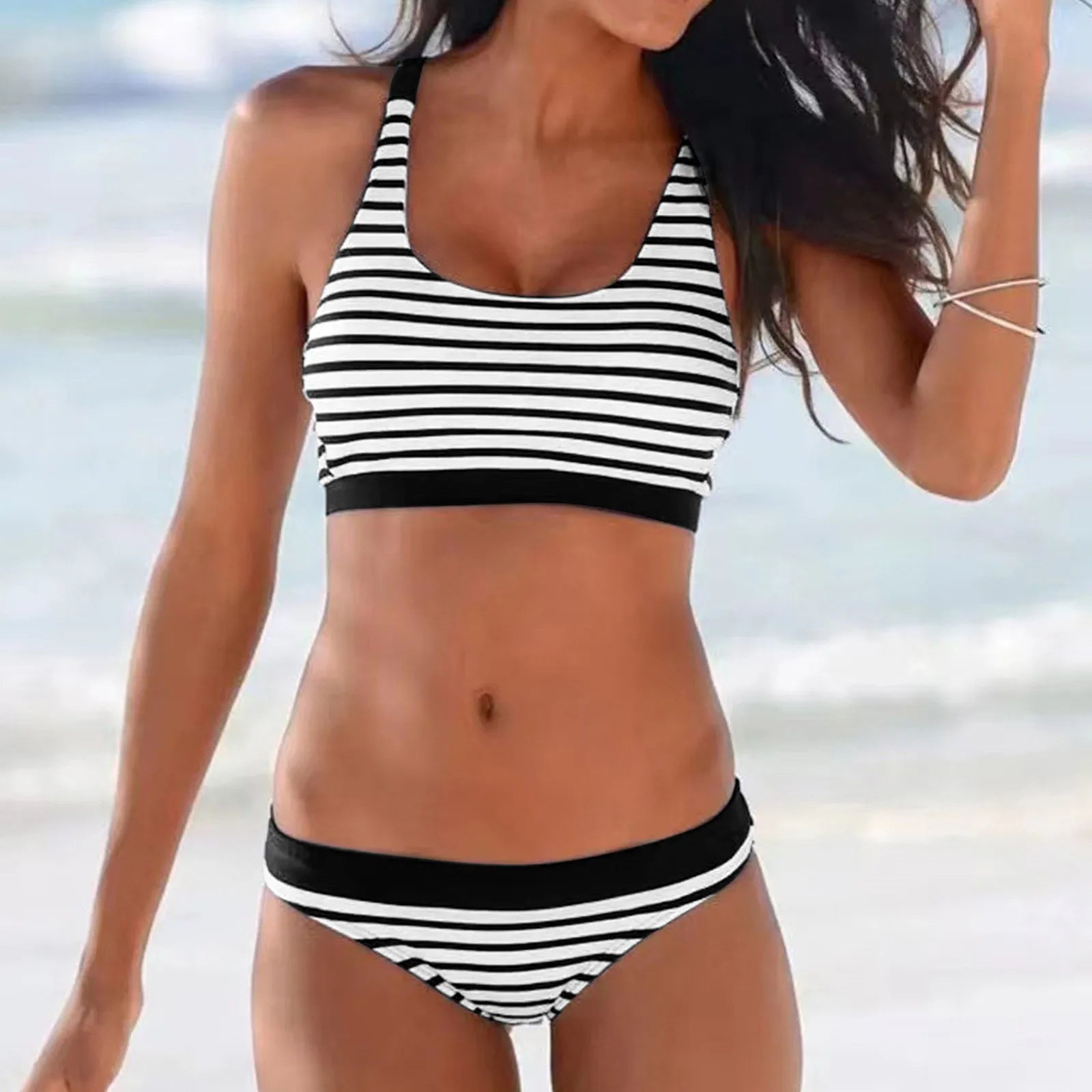 Vintage Stripes Low Waist Bikini Set