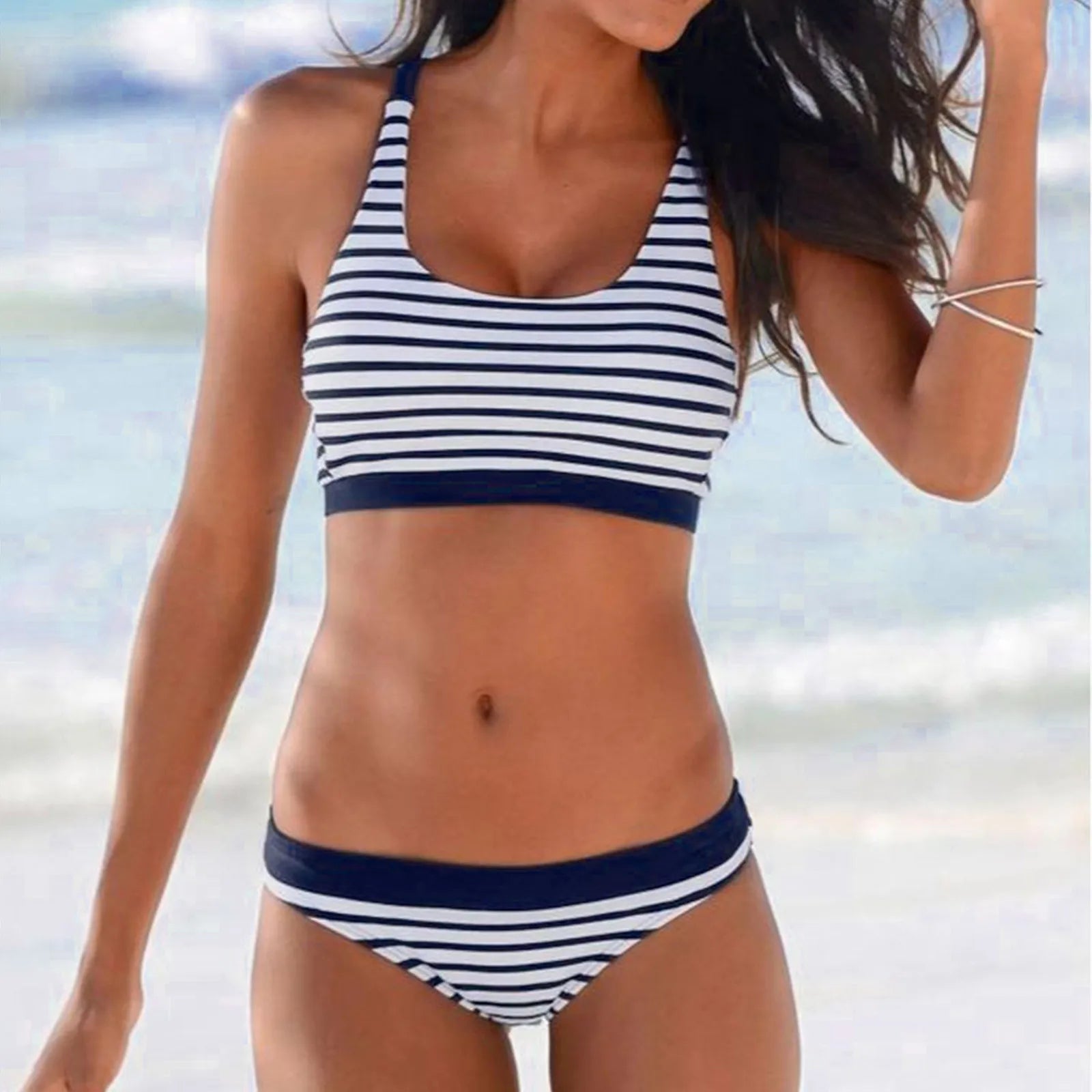 Vintage Stripes Low Waist Bikini Set