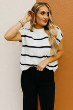 Batwing Stripes Sleeve Sweater - Striped Oversized Tee