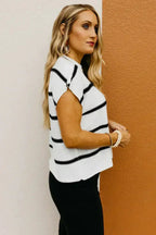 Batwing Stripes Sleeve Sweater - Striped Oversized Tee